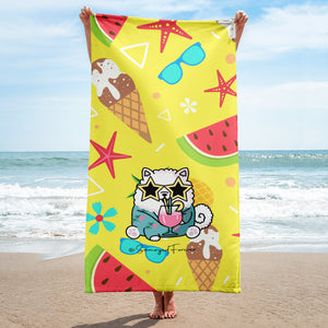 Summer Vibes Ice Cream Samoyed Sublimated Towel