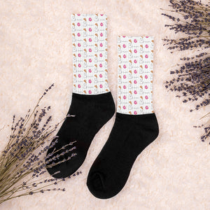 "Pizza and Donuts" Unisex Black Foot Socks