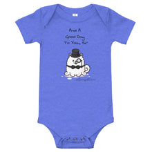 Load image into Gallery viewer, &quot;And A Good Day To You, Sir&quot; Samoyed Baby Short-Sleeve Onesie
