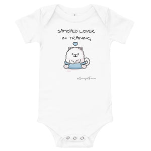 "Samoyed Lover In Training" Baby Boy Short-Sleeve Onesie