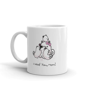 "I Woof You, Mom!" Samoyed Mom and Puppies Mug