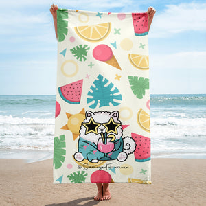 Summer Vibes Food Samoyed Sublimated Towel