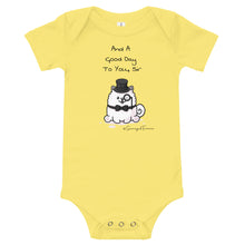 Load image into Gallery viewer, &quot;And A Good Day To You, Sir&quot; Samoyed Baby Short-Sleeve Onesie
