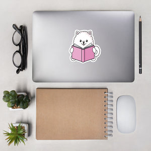 Reading Samoyed Bubble-Free Sticker