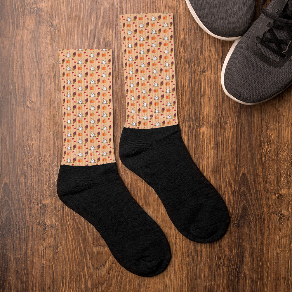 Autumn Fall Samoyed Unisex Black Foot Socks