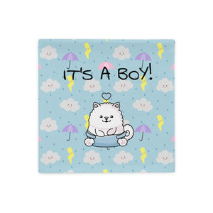 "It's A Boy!" Samoyed Baby Pillow Case