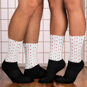 "Pizza and Donuts" Unisex Black Foot Socks