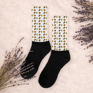 "Sushi and Fish-balls" Samoyed Unisex Black Foot Socks