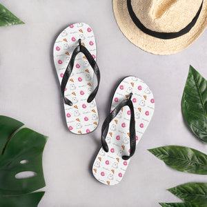 "Pizza and Donuts" Samoyed Unisex Flip Flops