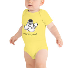 Load image into Gallery viewer, &quot;I Woof You, Dad!&quot; Samoyed Baby Short-Sleeve Onesie
