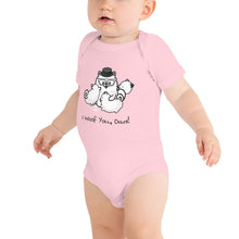 Load image into Gallery viewer, &quot;I Woof You, Dad!&quot; Samoyed Baby Short-Sleeve Onesie
