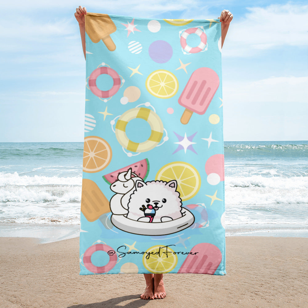 Summer Floaty Samoyed Sublimated Towel